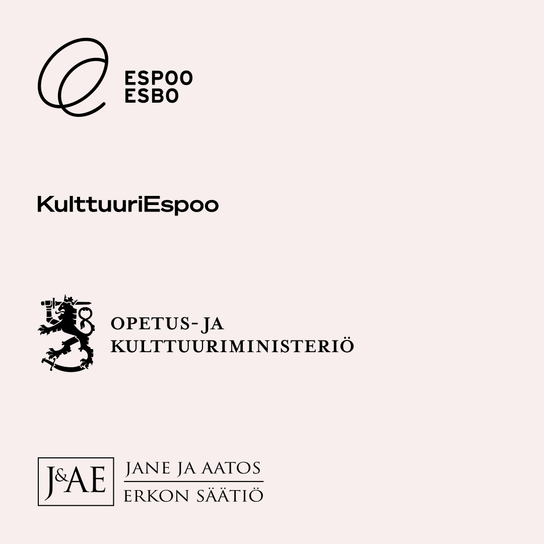 Kuvassa on Espoon kaupungin, KulttuuriEspoon, Jane ja Aatos Erkon säätiön ja Opetus- ja kulttuuriministeriön logot